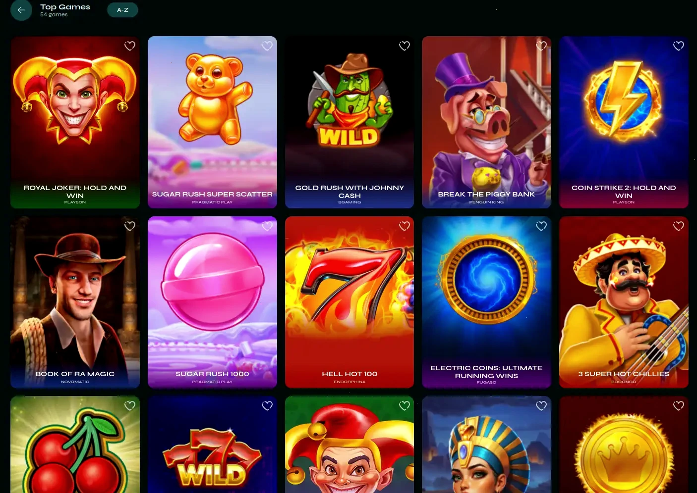 Interface de l'application mobile Vegas Hero sur smartphone